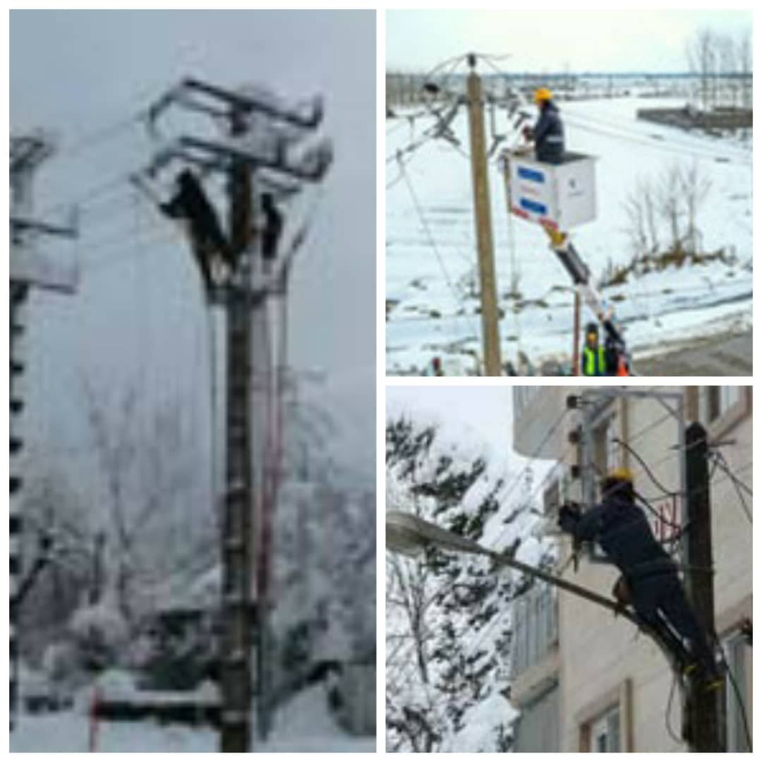 خدمت گزاران مردم در شرکت توزیع برق گیلان باعث پایداری برق در مناطق متاثر از بارش برف شدند