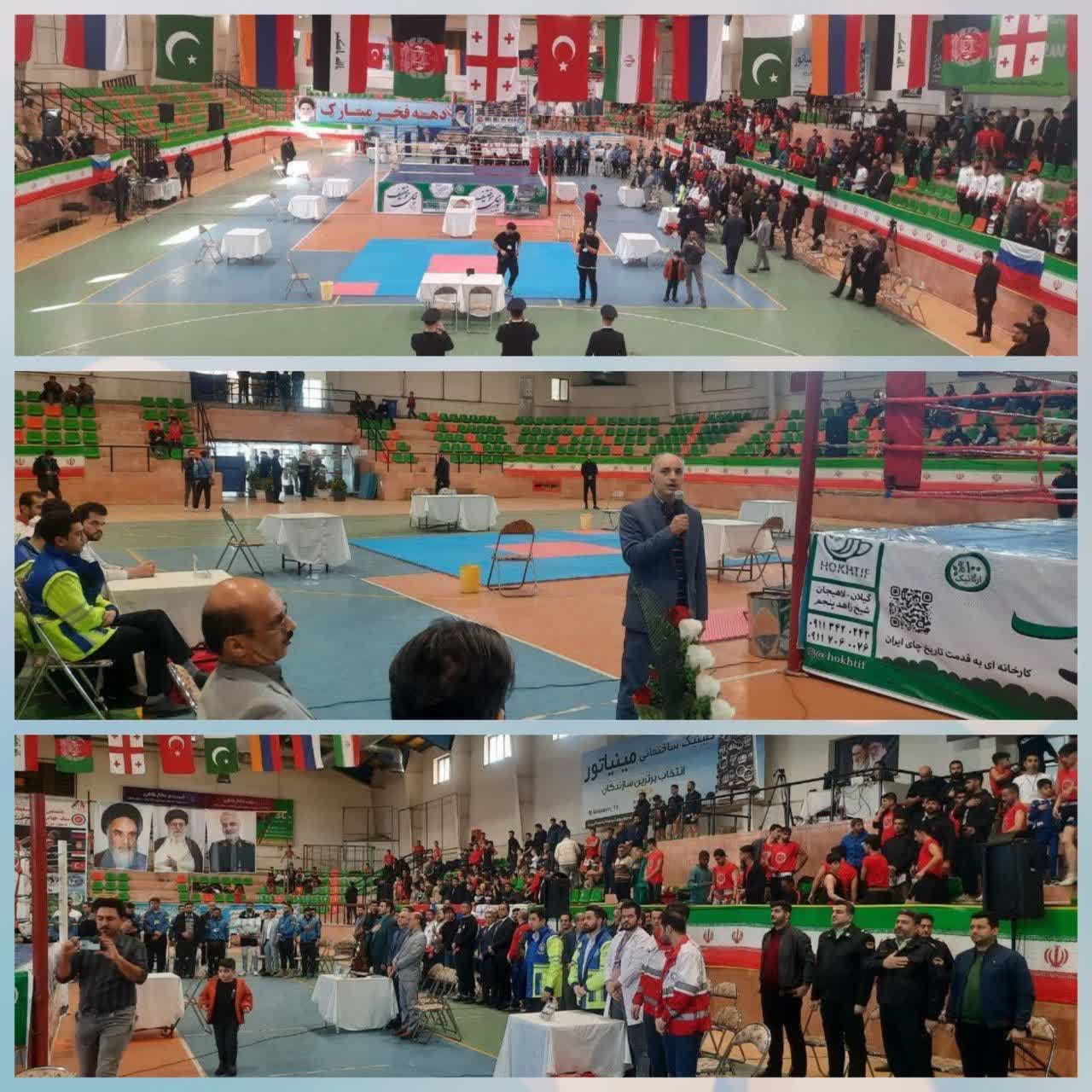 به مناسبت گرامیداشت دهه مبارک فجر صورت گرفت : آغاز مسابقات بین المللی الیت کیک بوکسینگ در لاهیجان