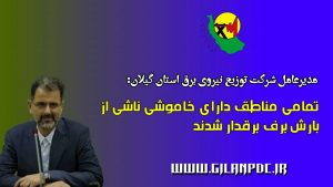 مدیرعامل شرکت توزیع نیروی برق استان گیلان: تمامی مناطق دارای خاموشی ناشی از بارش برف برقدار شدند