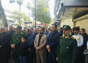 برگزاری مراسم بزرگداشت شهیدان انصاری و نورانی در محل ترور خیابان لاکانی رشت