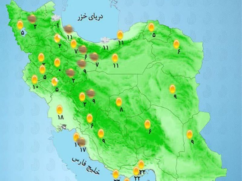 پیش‌بینی بارش در اکثر مناطق کشور