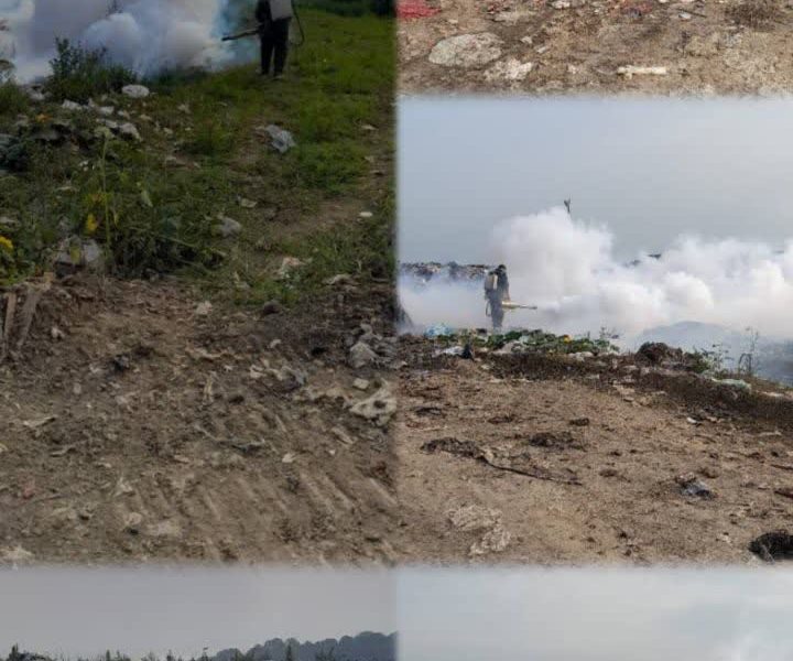 سمپاشی محل دفن بهداشتی زباله توسط شهرداری لاهیجان