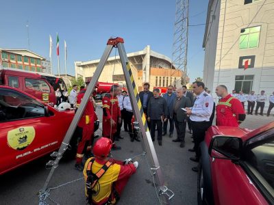 بازدید بازرس کل استان با همراهی شهردار رشت از امکانات و تجهیزات لجستیک سازمان آتش نشانی شهرداری رشت